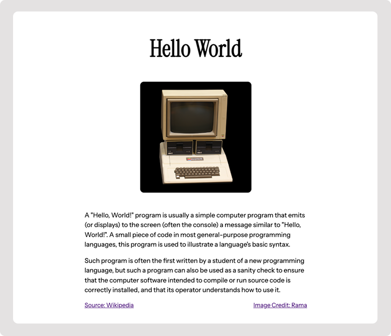 Screenshot of the final webpage we'll build